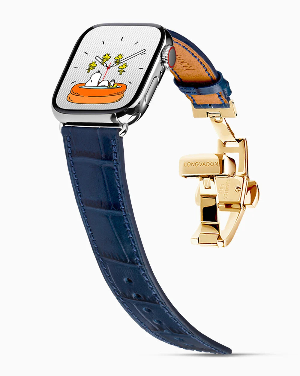 Caiman Calf designer Apple Watch leather band on a Apple Watch
