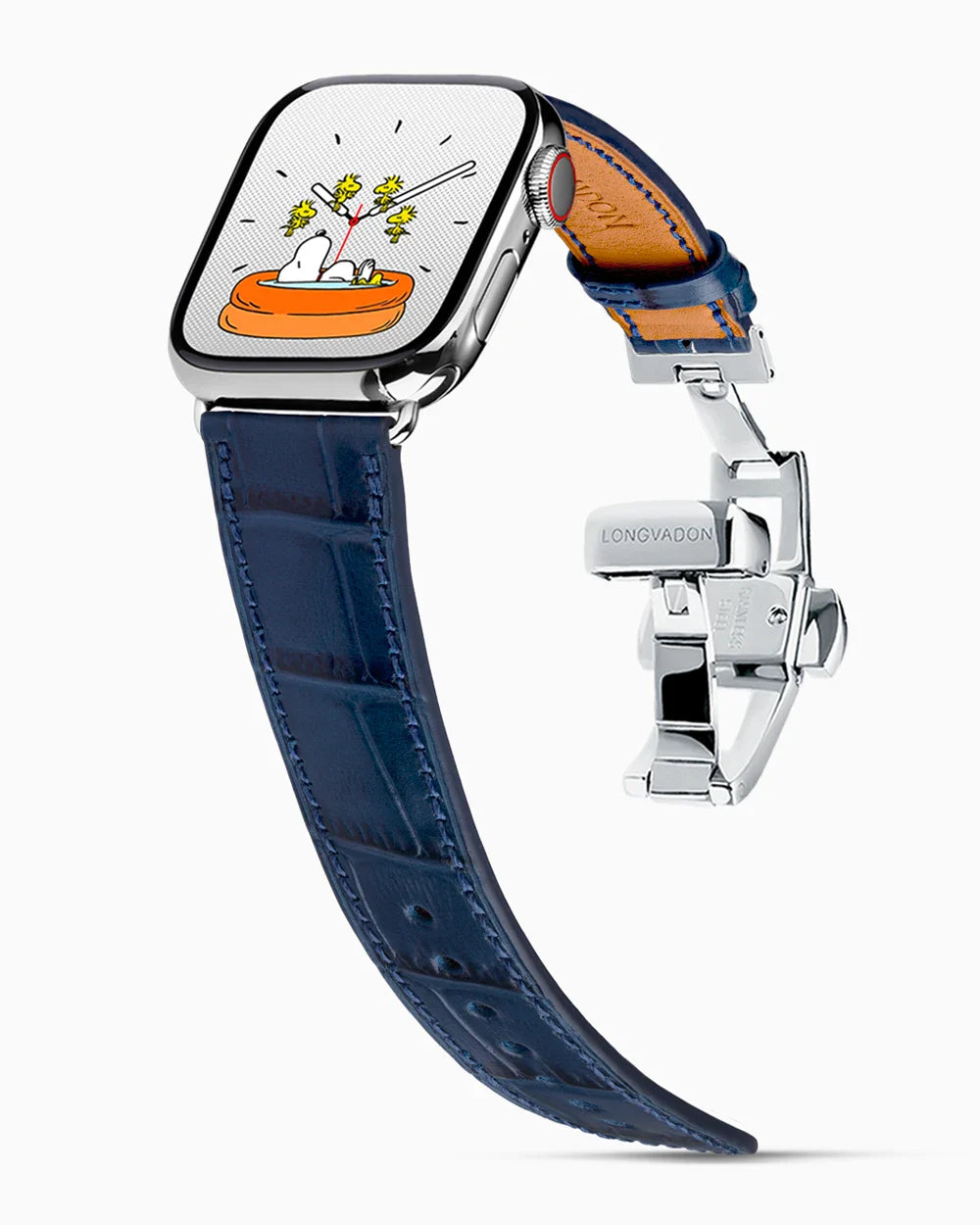 Caiman Calf designer Apple Watch leather band on a Apple Watch