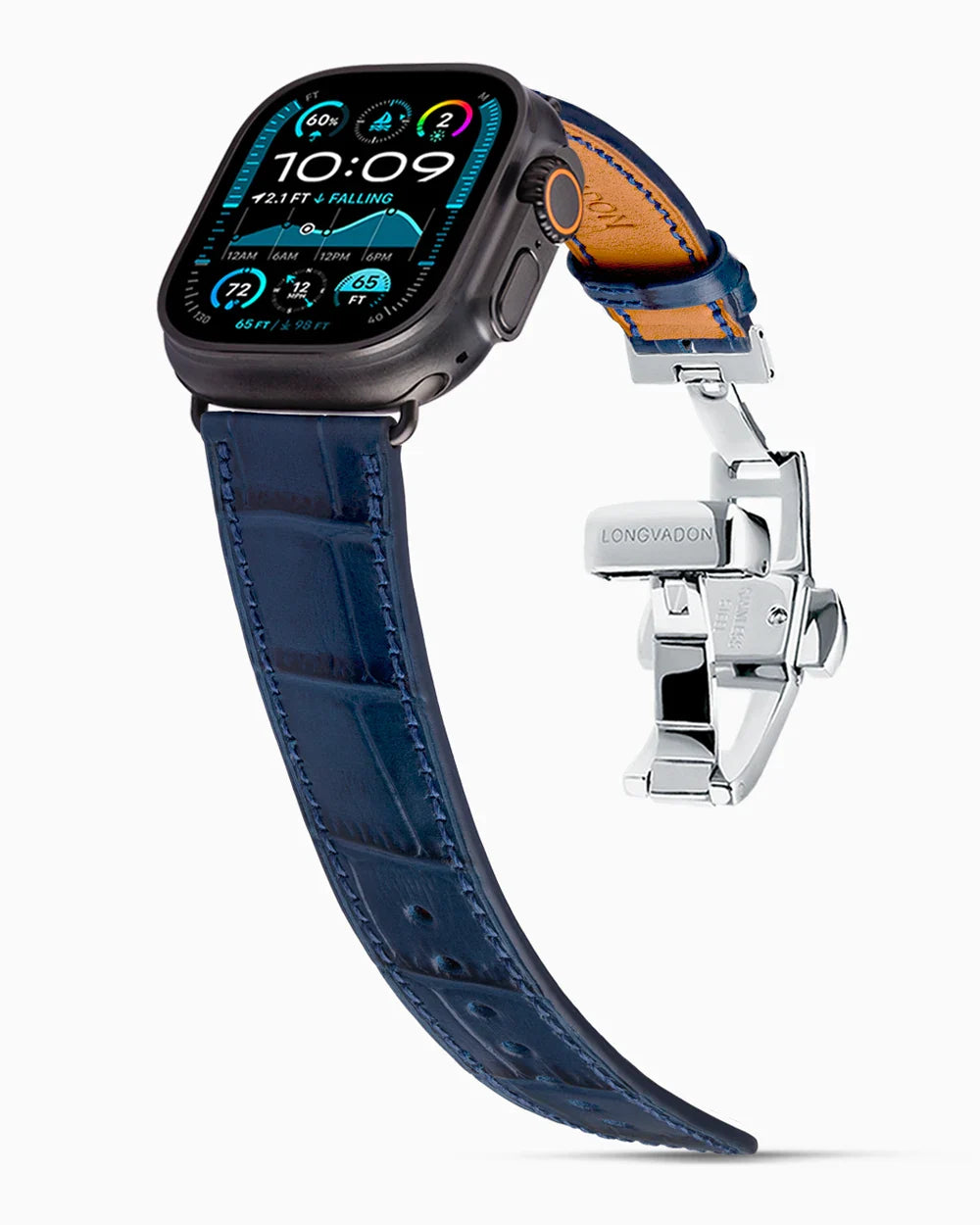 Caiman Calf designer Apple Watch leather band on a Apple Watch