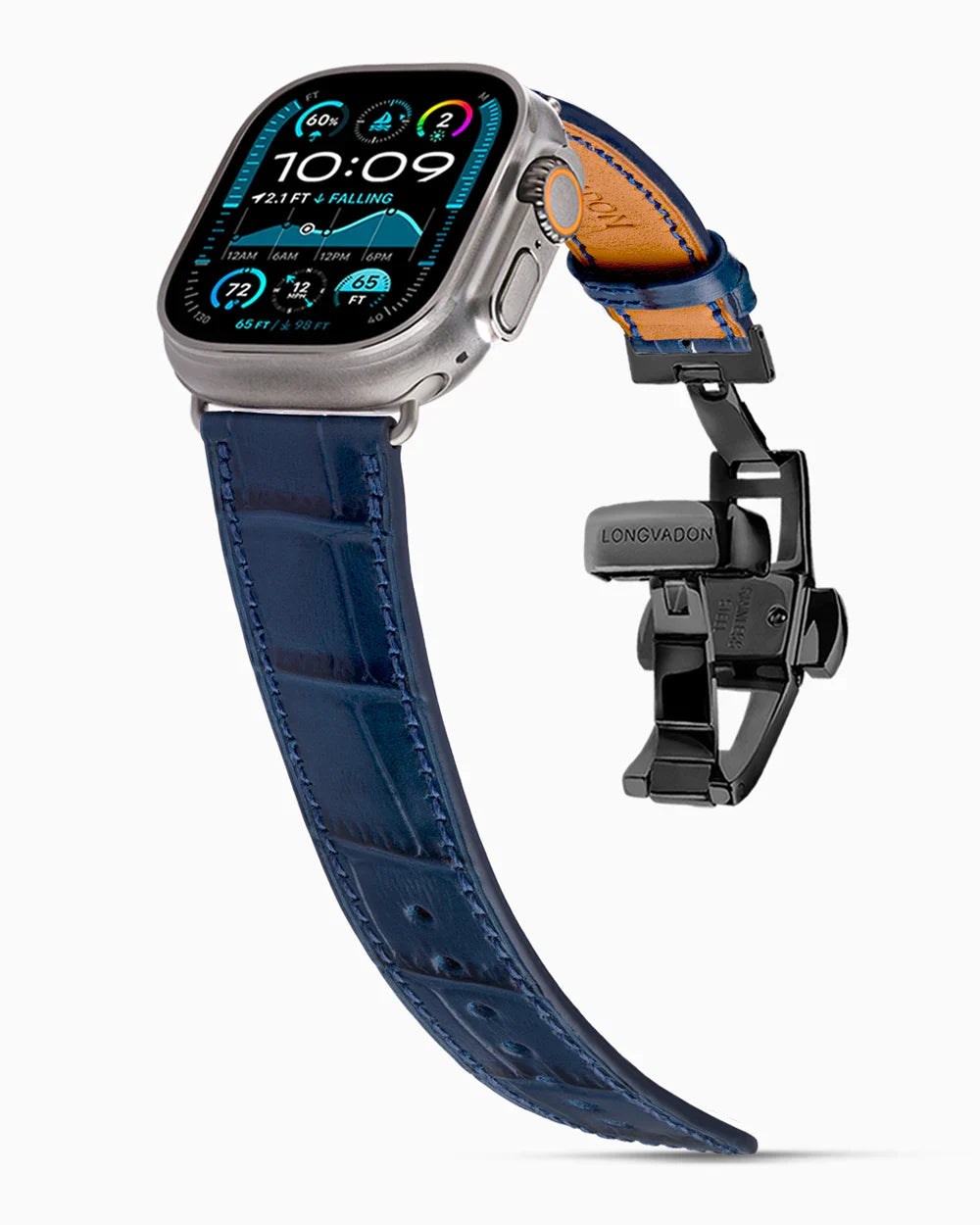 Caiman Calf designer Apple Watch leather band on a Apple Watch