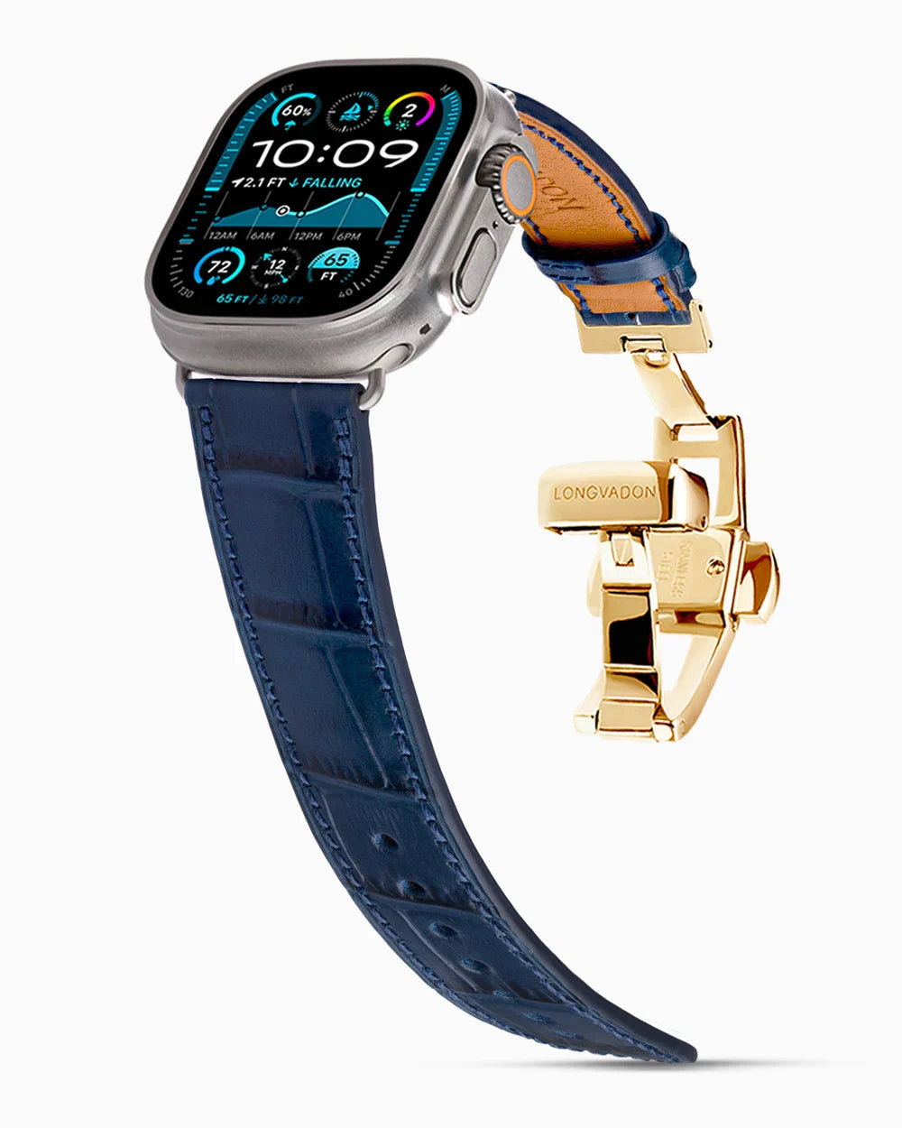 Caiman Calf designer Apple Watch leather band on a Apple Watch