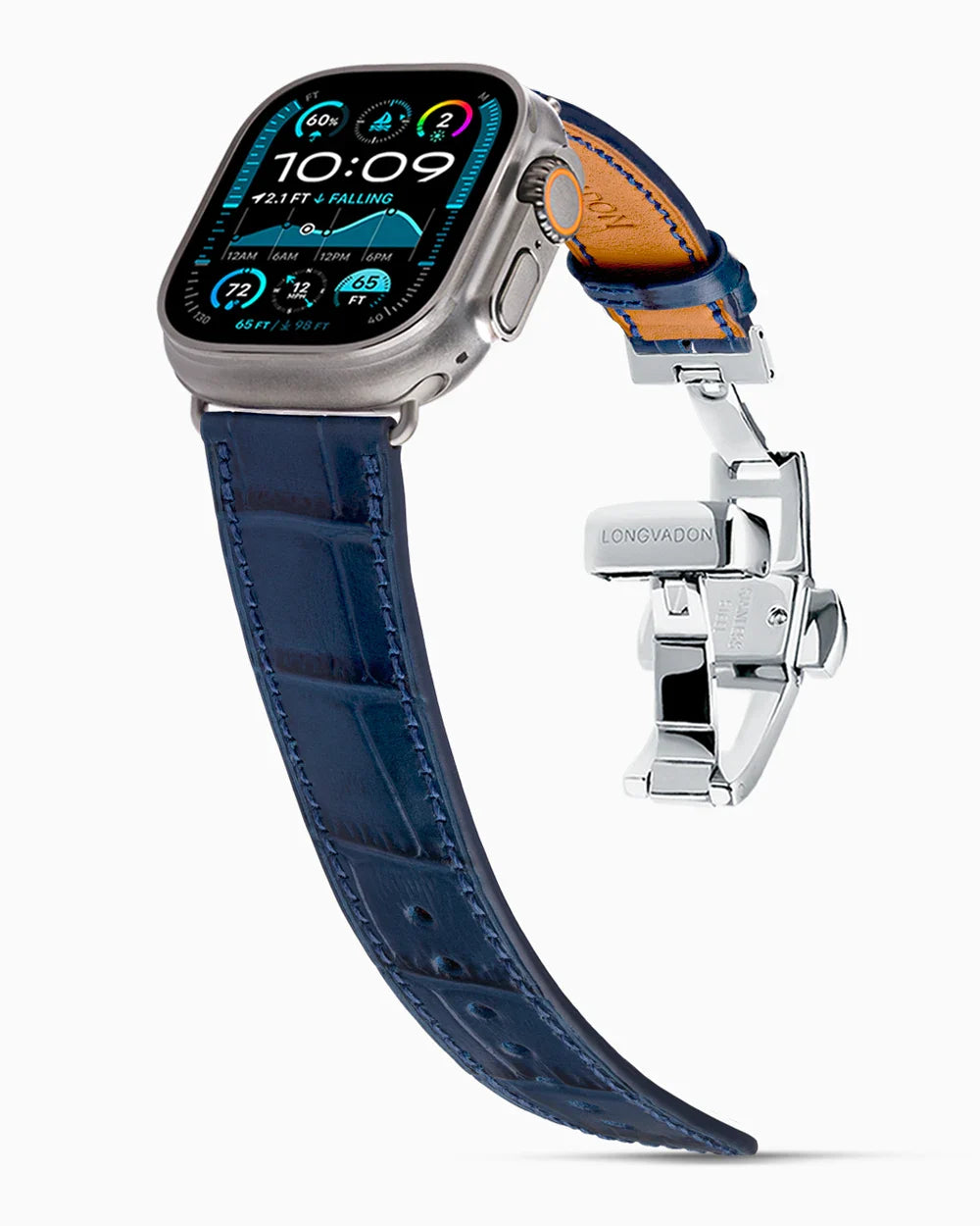 Caiman Calf designer Apple Watch leather band on a Apple Watch