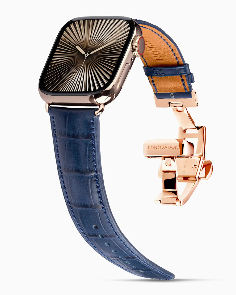 Caiman Calf designer Apple Watch leather band on a Apple Watch