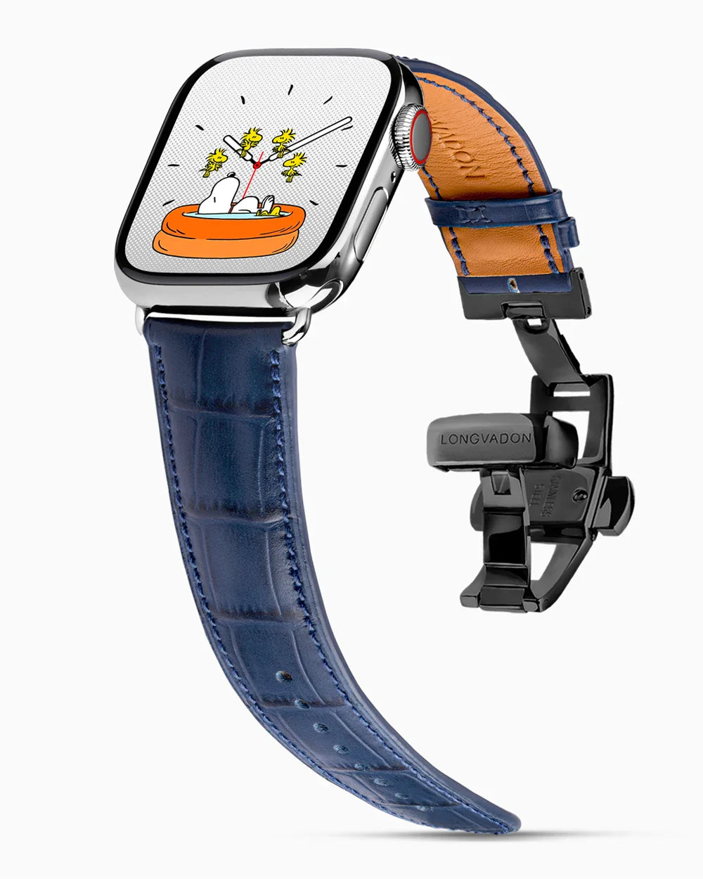 Caiman Calf designer Apple Watch leather band on a Apple Watch