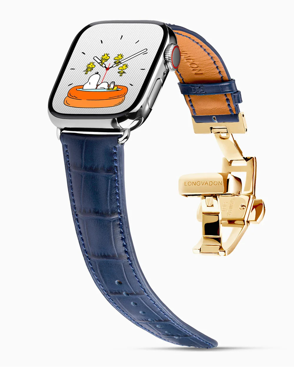 Caiman Calf designer Apple Watch leather band on a Apple Watch