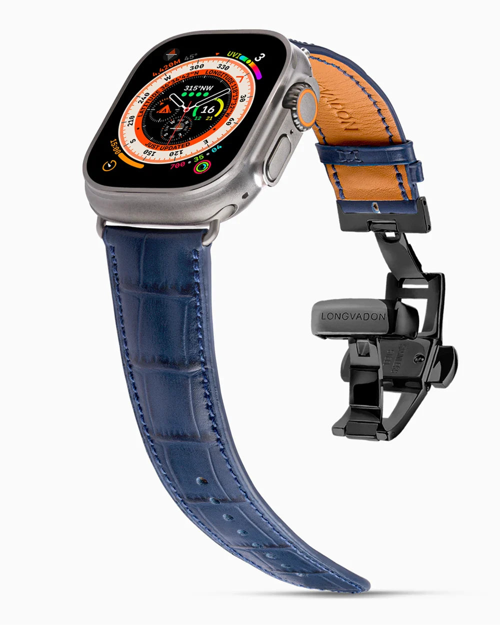 Caiman Calf designer Apple Watch leather band on a Apple Watch