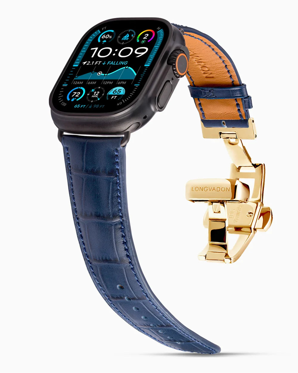 Caiman Calf designer Apple Watch leather band on a Apple Watch