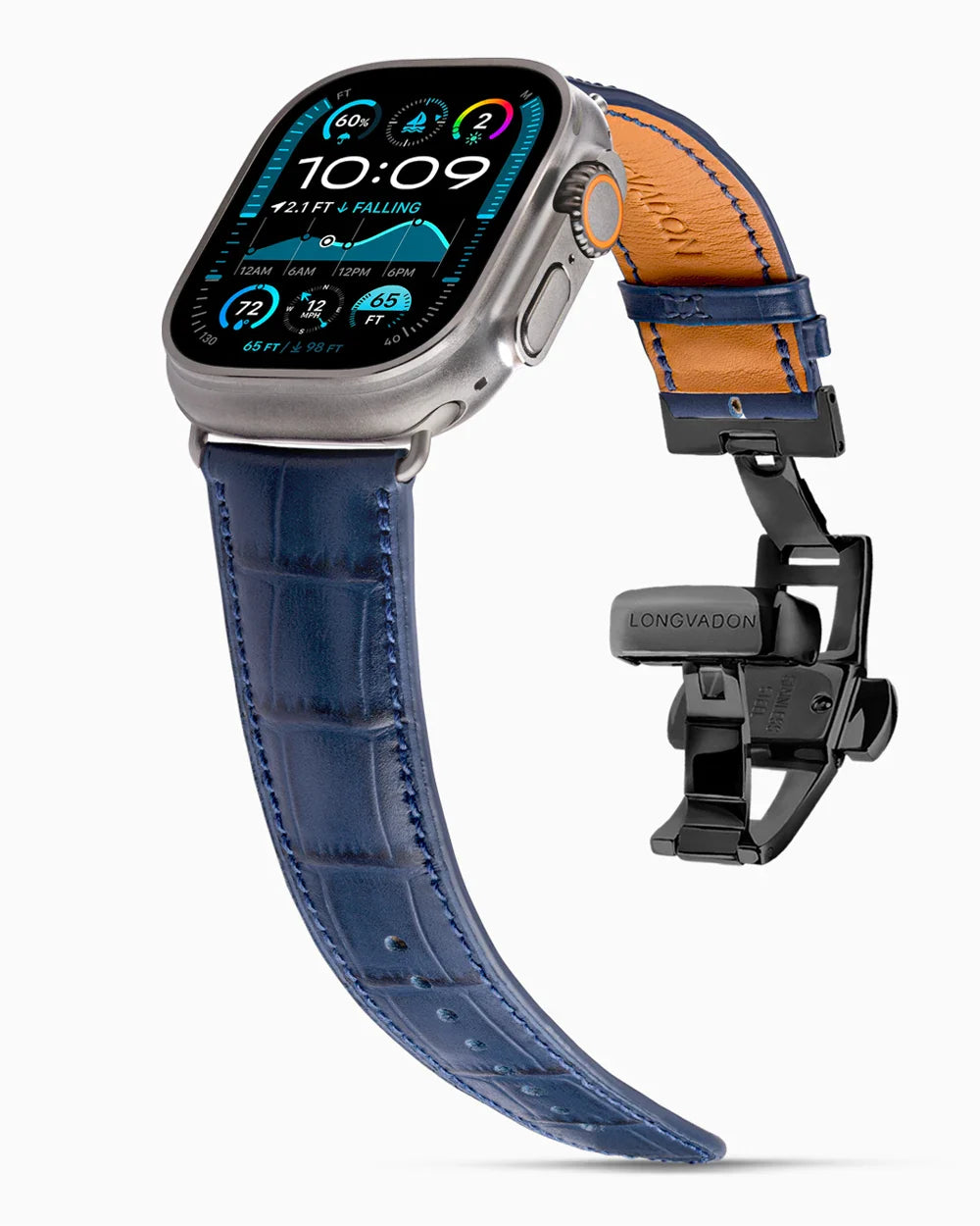 Caiman Calf designer Apple Watch leather band on a Apple Watch