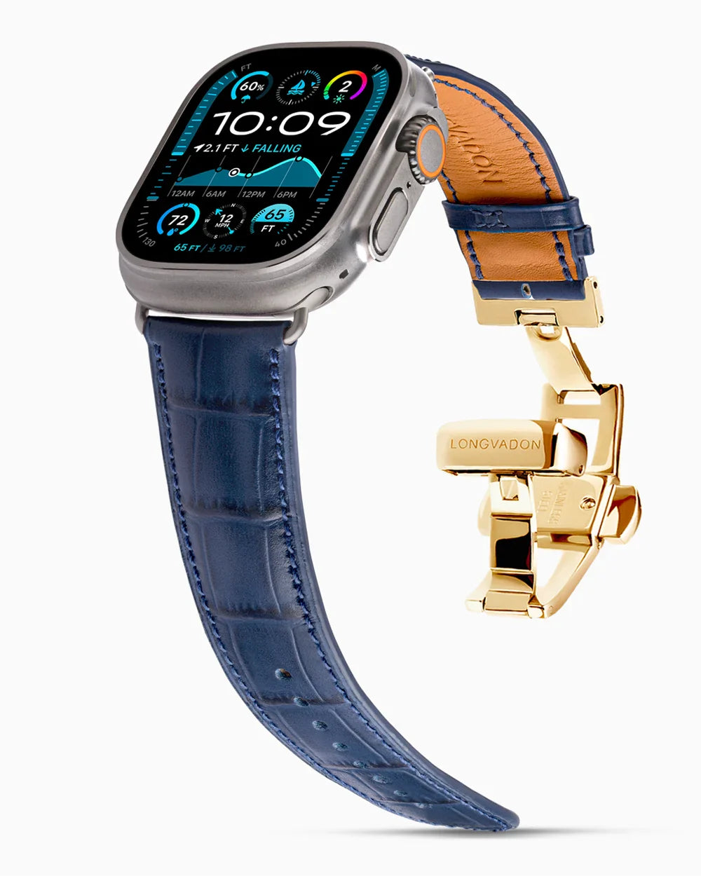 Caiman Calf designer Apple Watch leather band on a Apple Watch