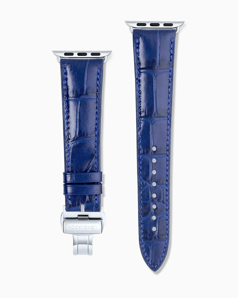 Caiman Calf designer Apple Watch leather band straight from above with clasp