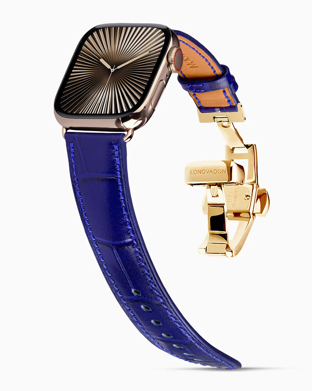 Caiman Calf designer Apple Watch leather band on a Apple Watch