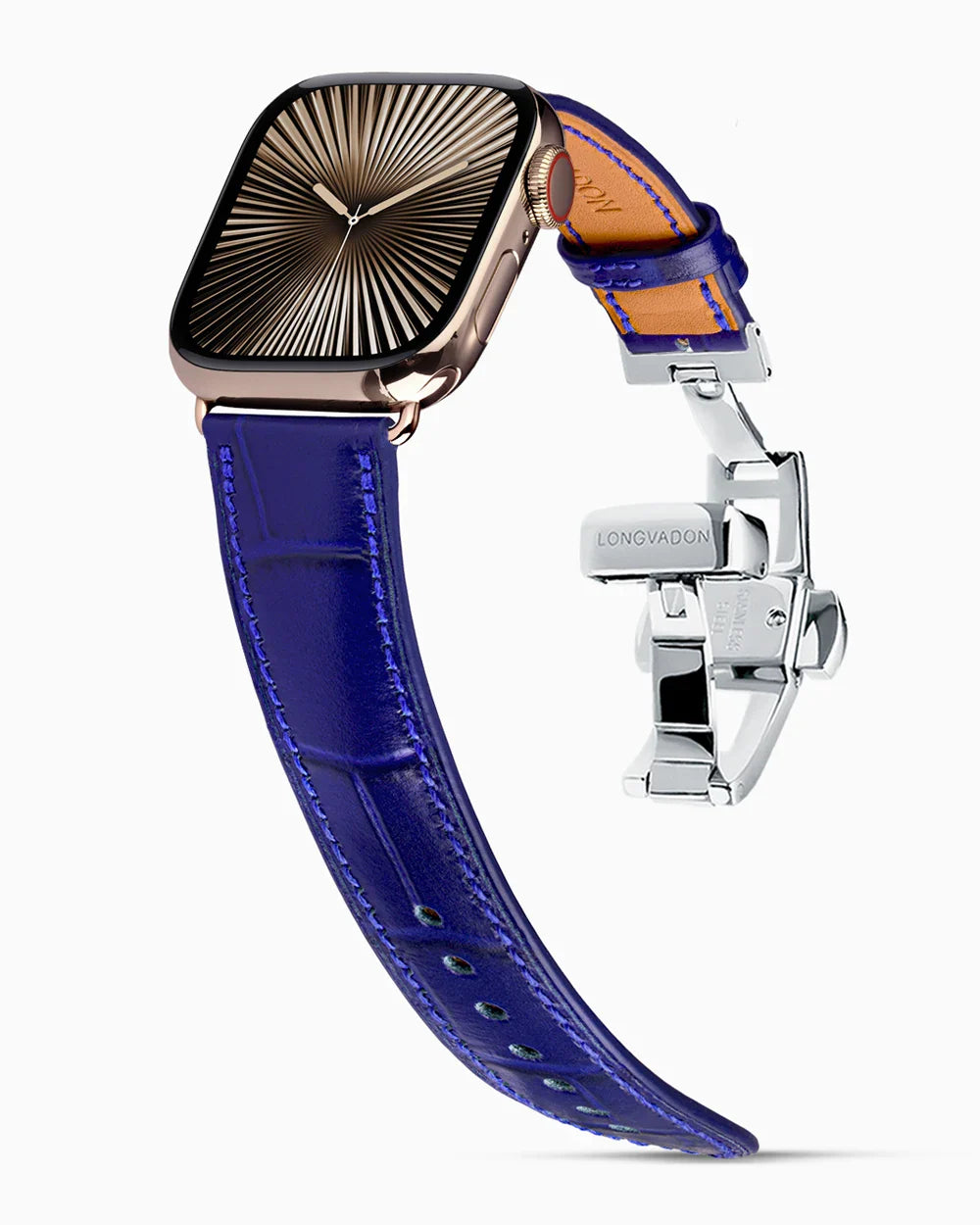 Caiman Calf designer Apple Watch leather band on a Apple Watch