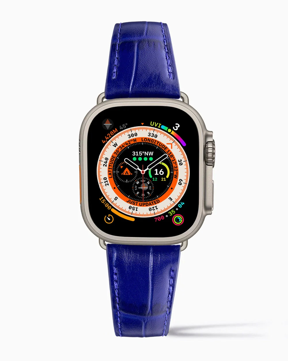 Caiman Calf designer Apple Watch leather band on a Apple Watch Ultra