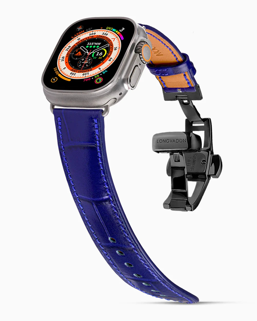 Caiman Calf designer Apple Watch leather band on a Apple Watch