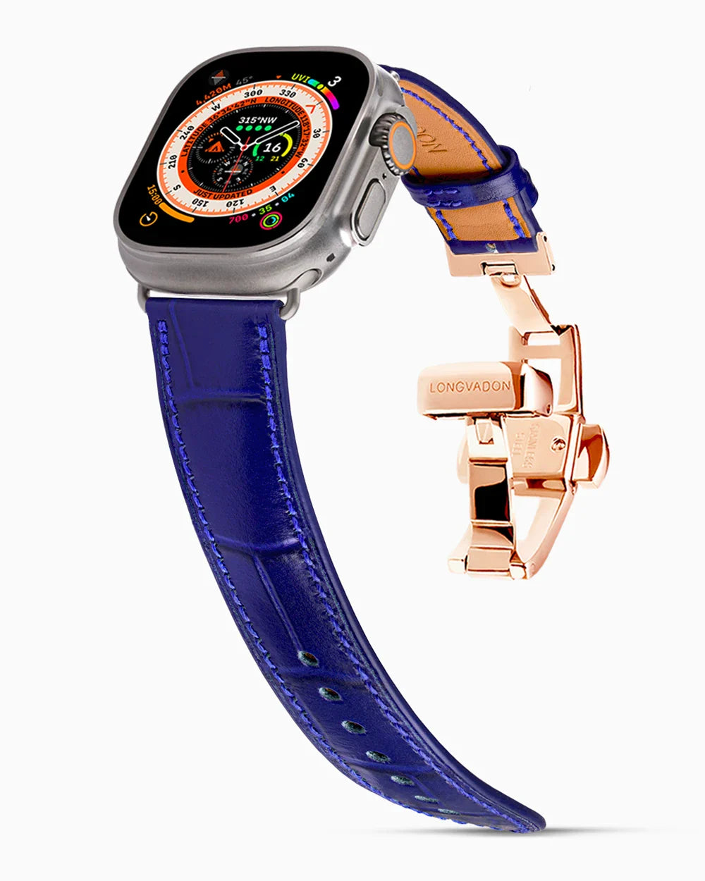 Caiman Calf designer Apple Watch leather band on a Apple Watch