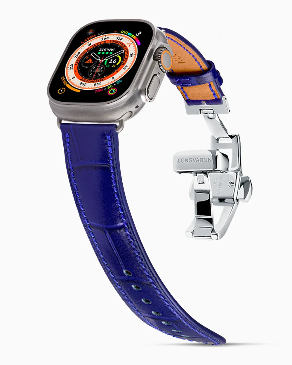Caiman Calf designer Apple Watch leather band on a Apple Watch