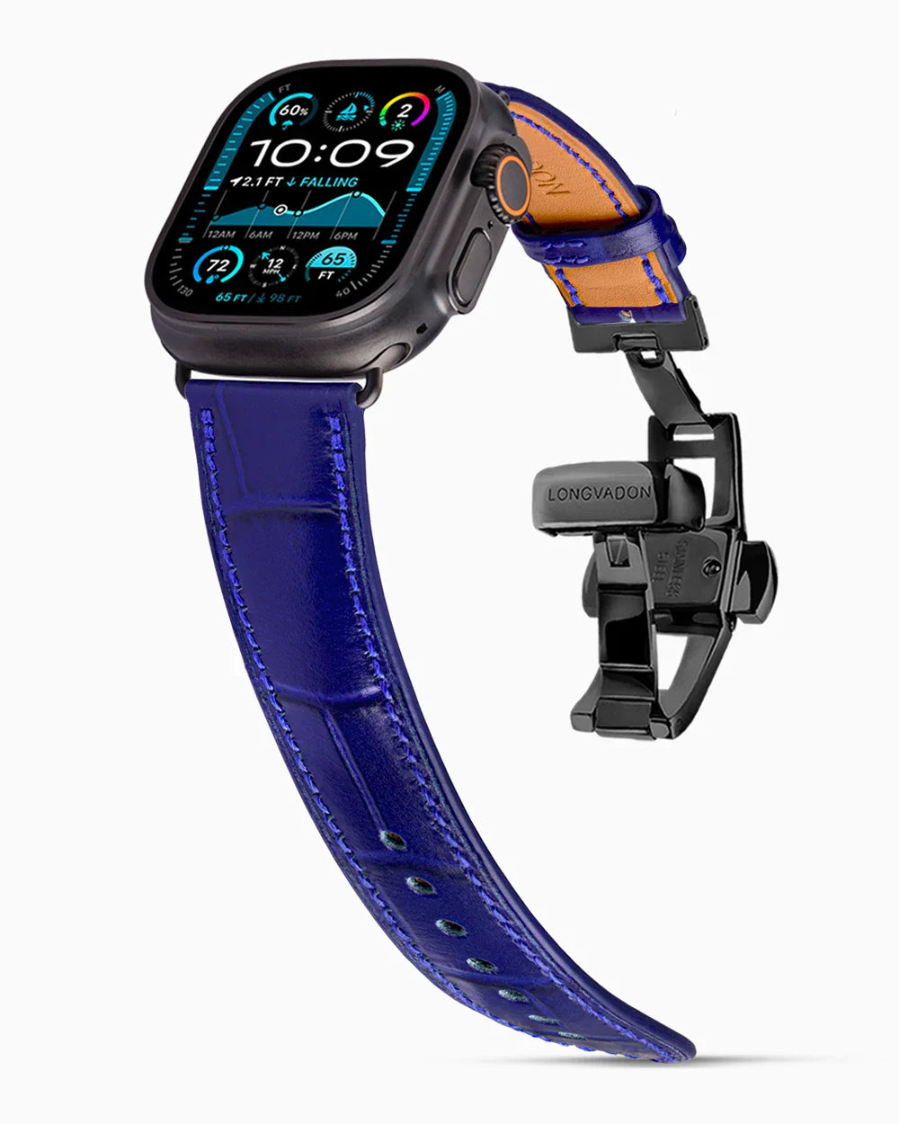 Caiman Calf designer Apple Watch leather band on a Apple Watch