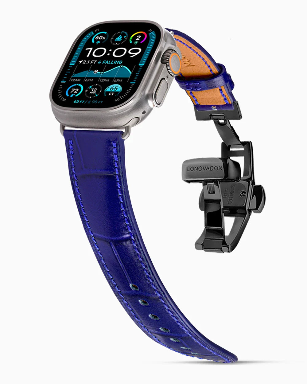 Caiman Calf designer Apple Watch leather band on a Apple Watch