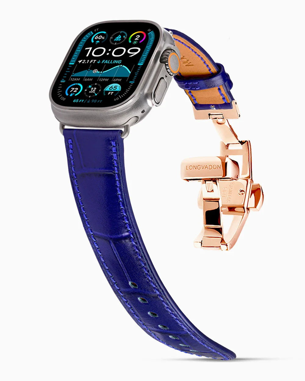 Caiman Calf designer Apple Watch leather band on a Apple Watch