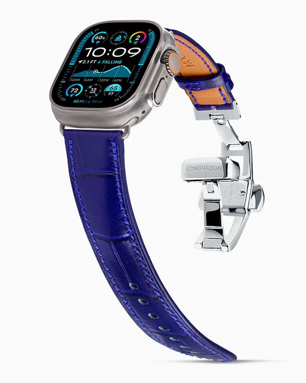 Caiman Calf designer Apple Watch leather band on a Apple Watch