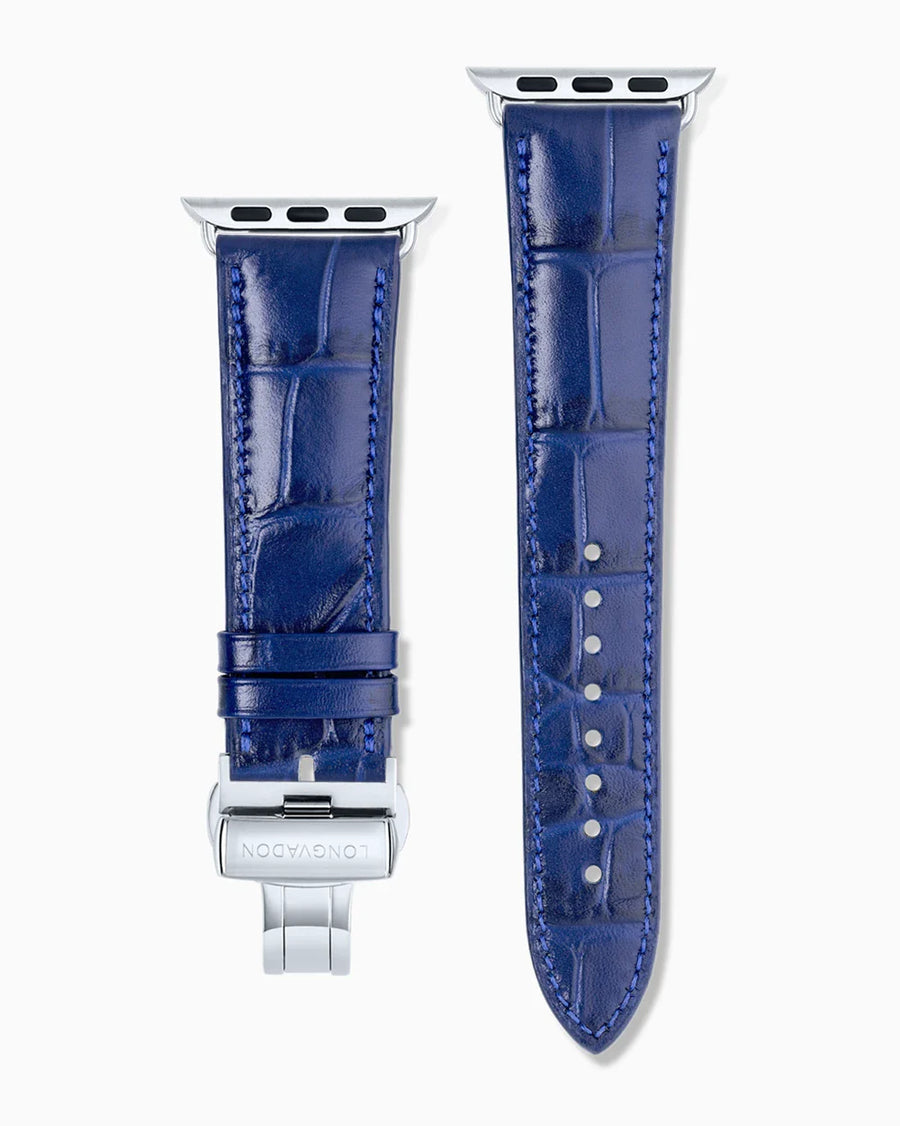 Caiman Calf designer Apple Watch leather band straight from above with clasp