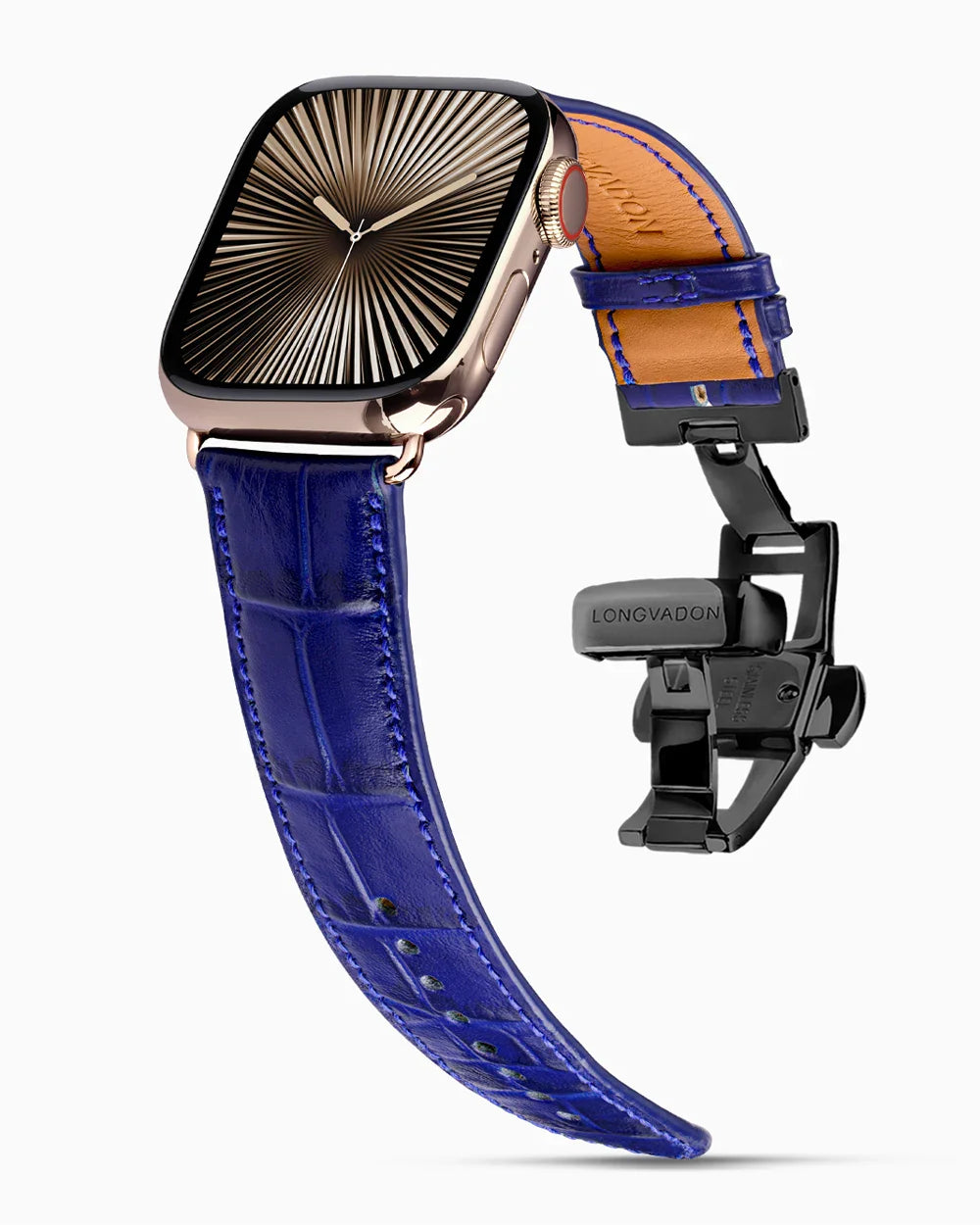 Caiman Calf designer Apple Watch leather band on a Apple Watch