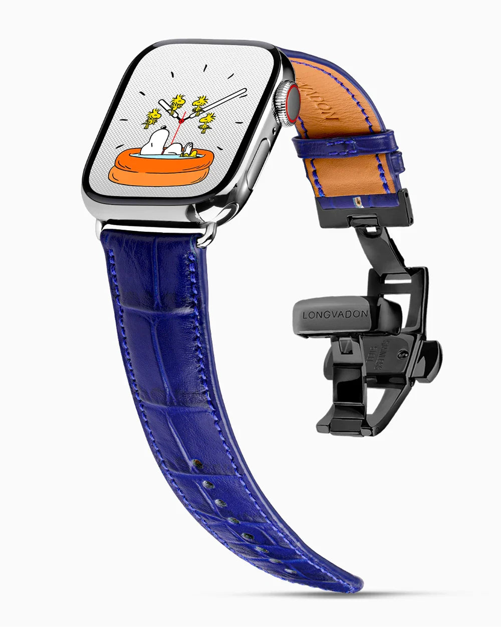 Caiman Calf designer Apple Watch leather band on a Apple Watch
