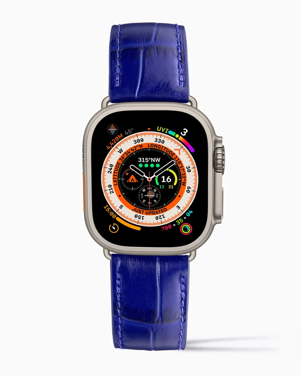 Caiman Calf designer Apple Watch leather band on a Apple Watch Ultra