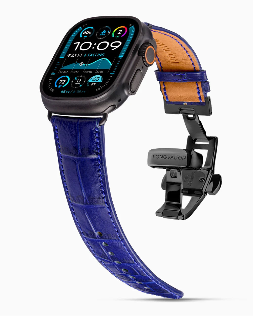 Caiman Calf designer Apple Watch leather band on a Apple Watch