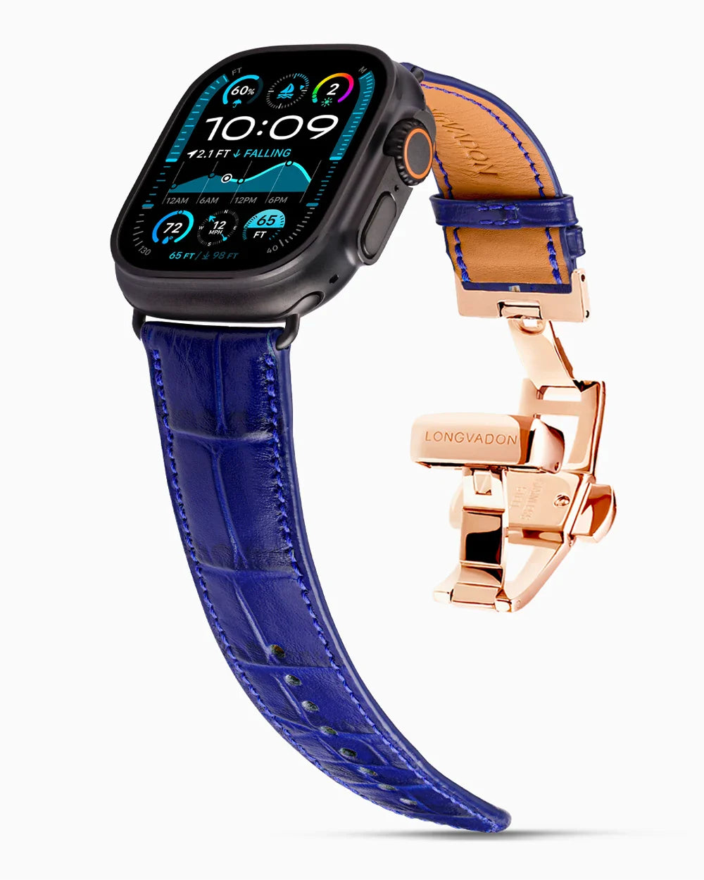 Caiman Calf designer Apple Watch leather band on a Apple Watch