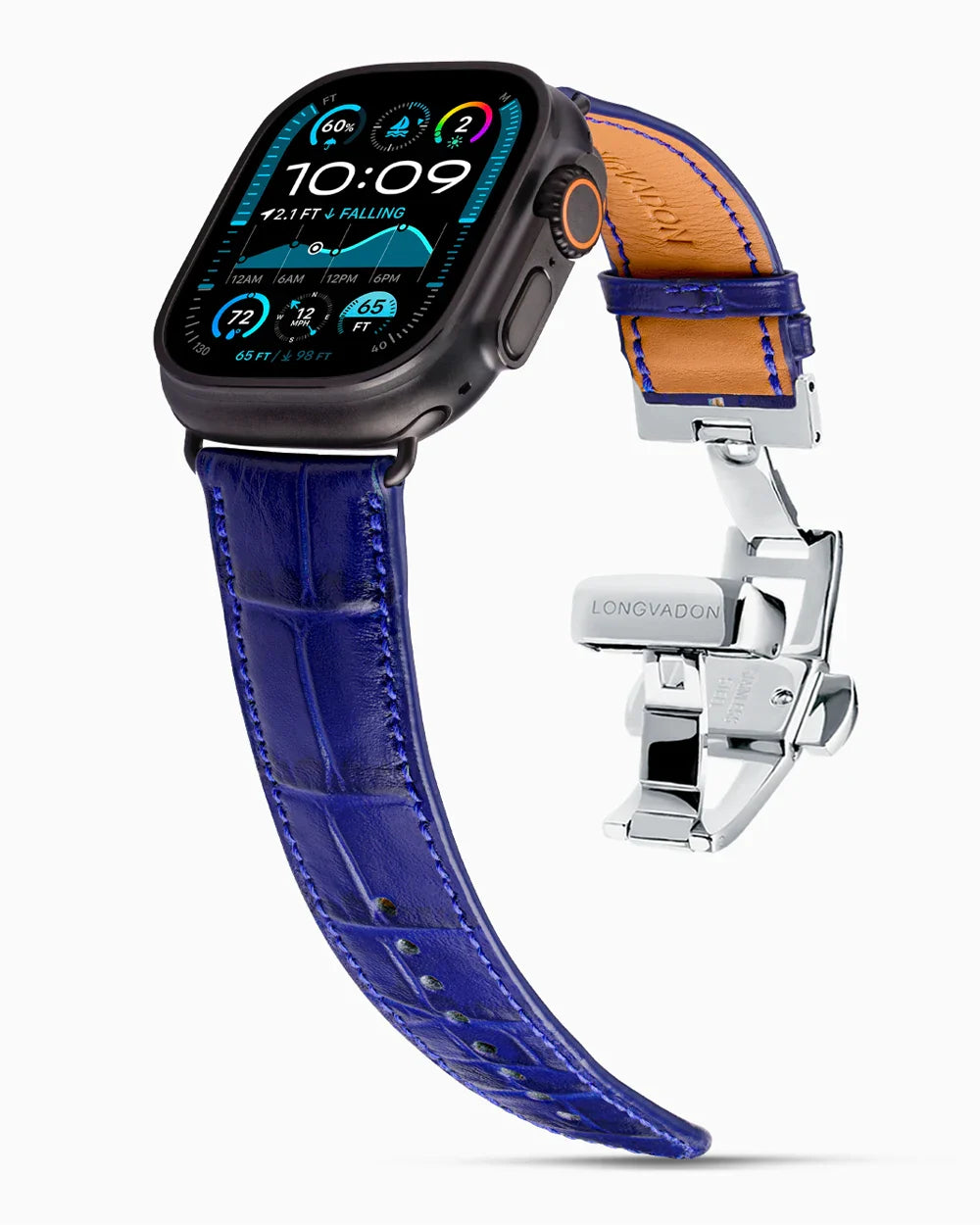 Caiman Calf designer Apple Watch leather band on a Apple Watch