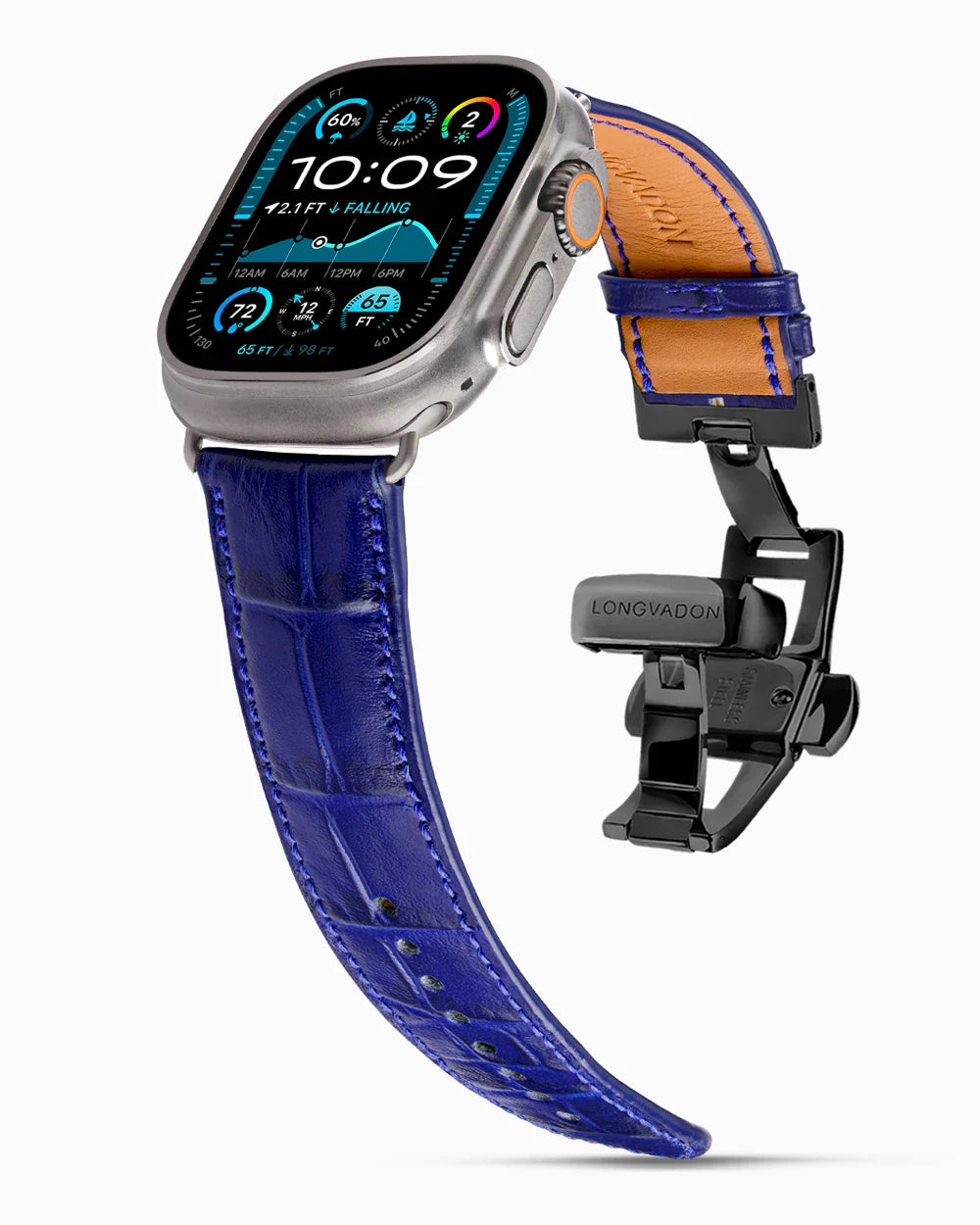 Caiman Calf designer Apple Watch leather band on a Apple Watch