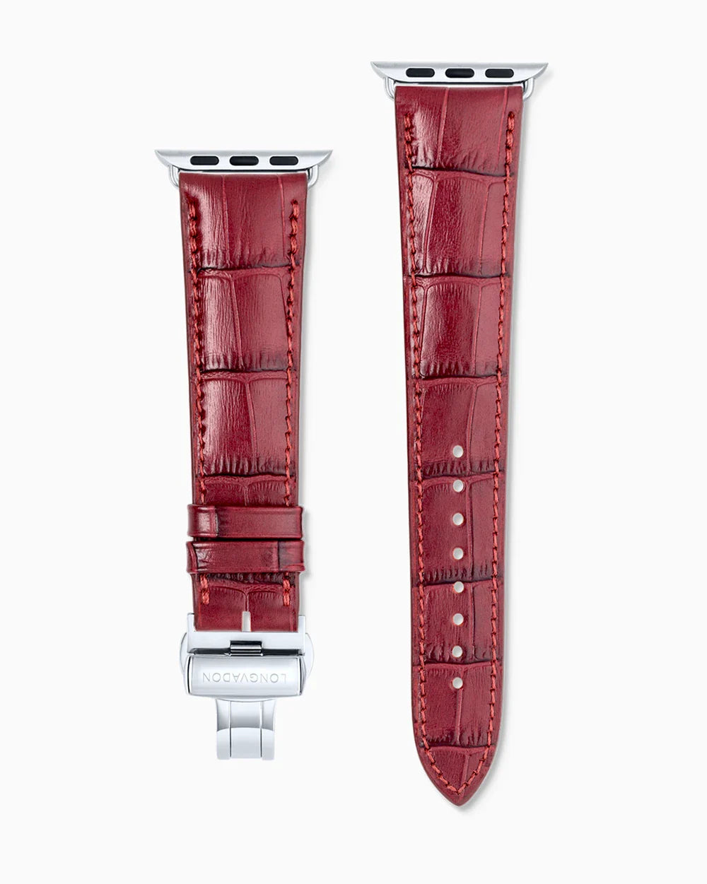 Caiman Calf designer Apple Watch leather band straight from above with clasp