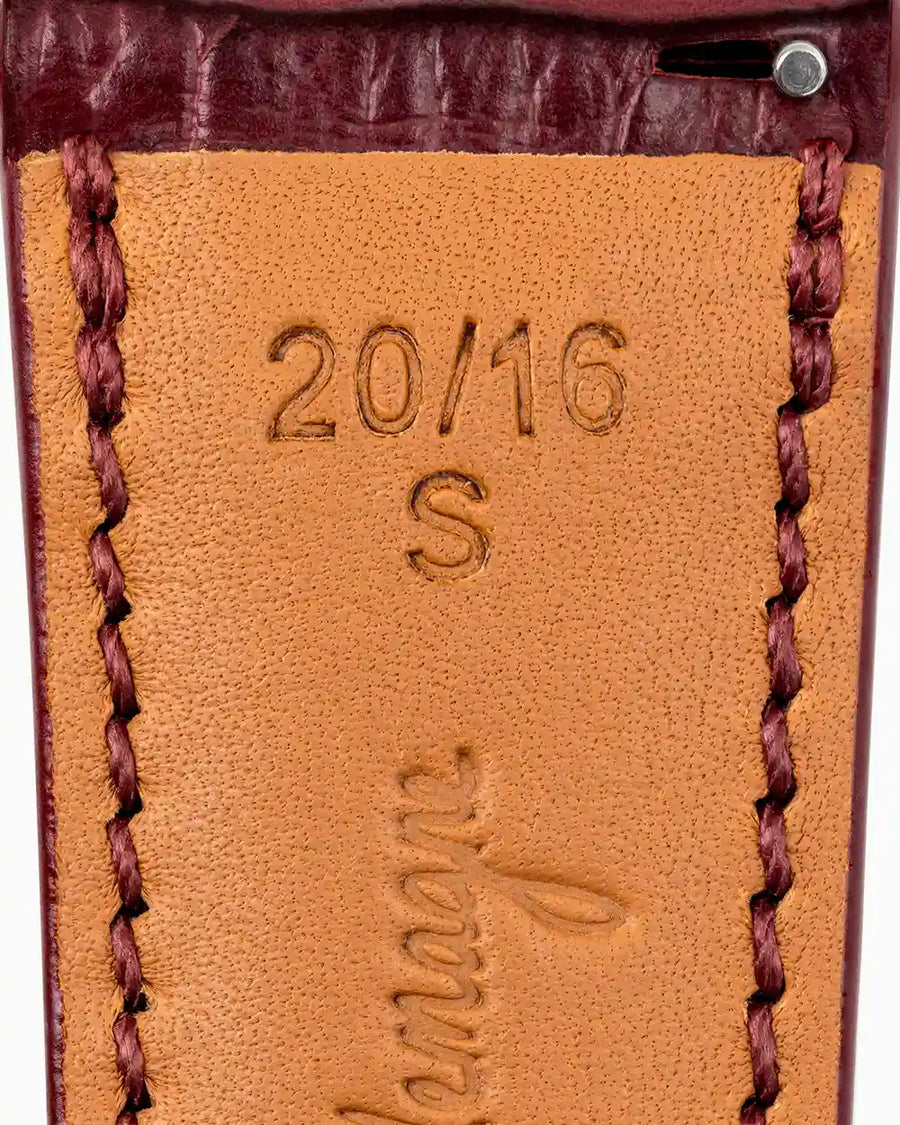 Caiman Calf designer Apple Watch leather band closeup