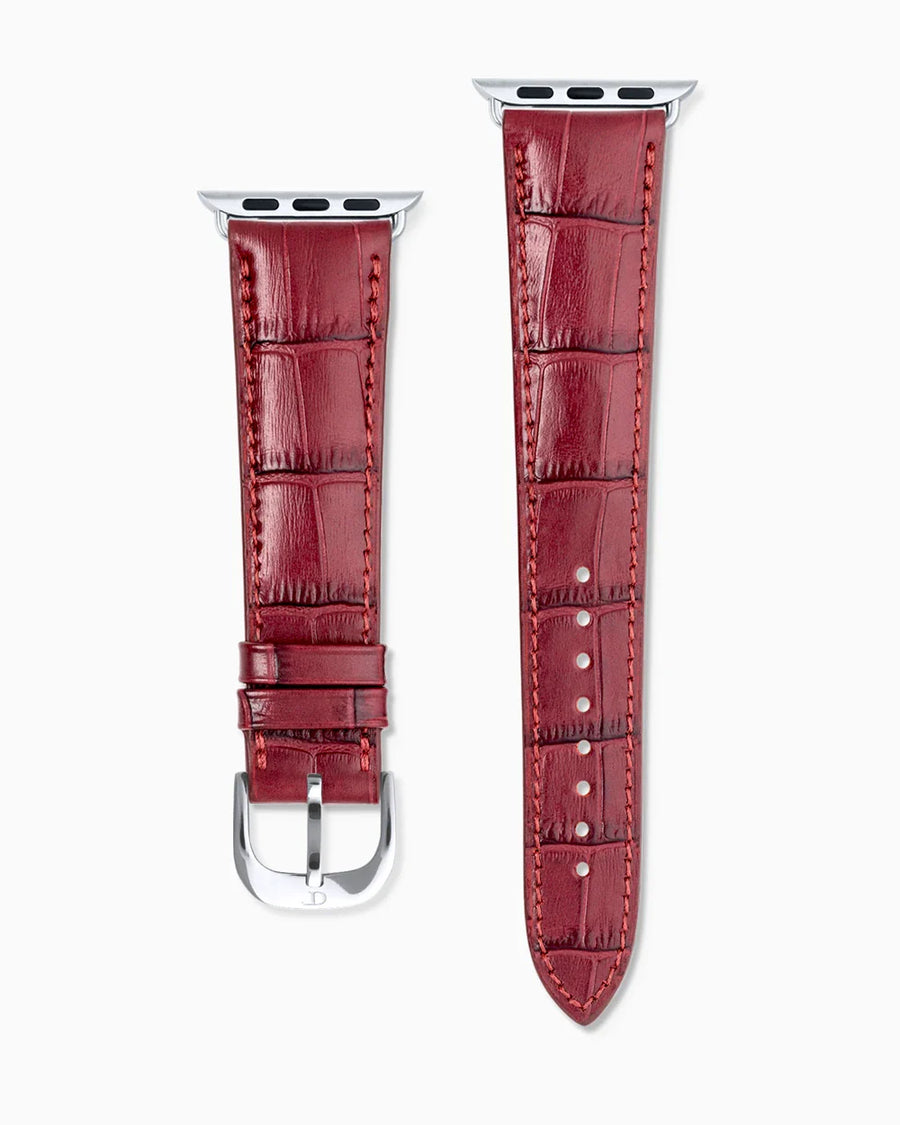 Caiman Calf designer Apple Watch leather band straight from above