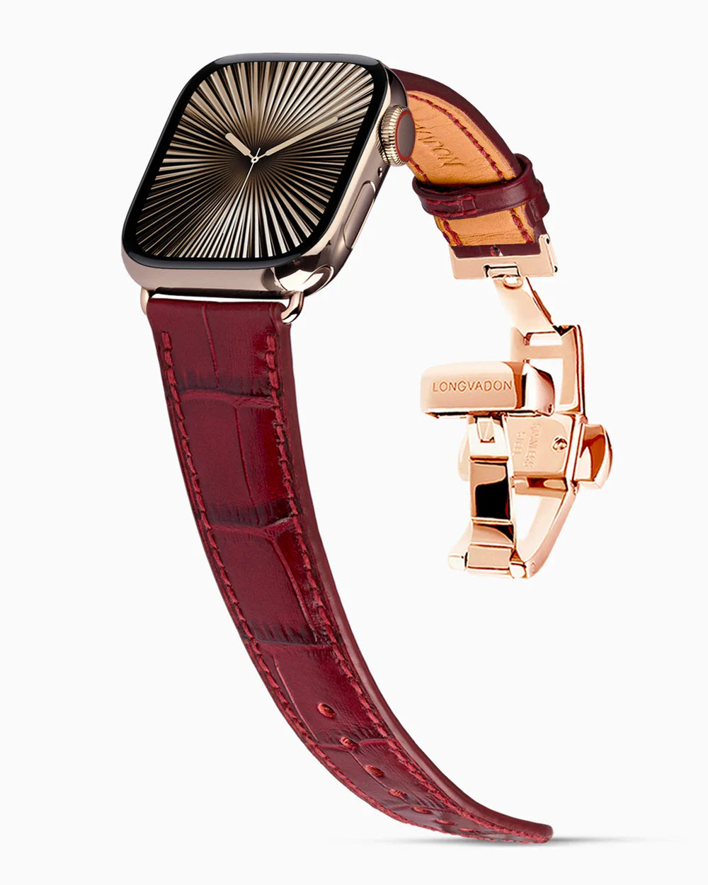 Caiman Calf designer Apple Watch leather band on a Apple Watch