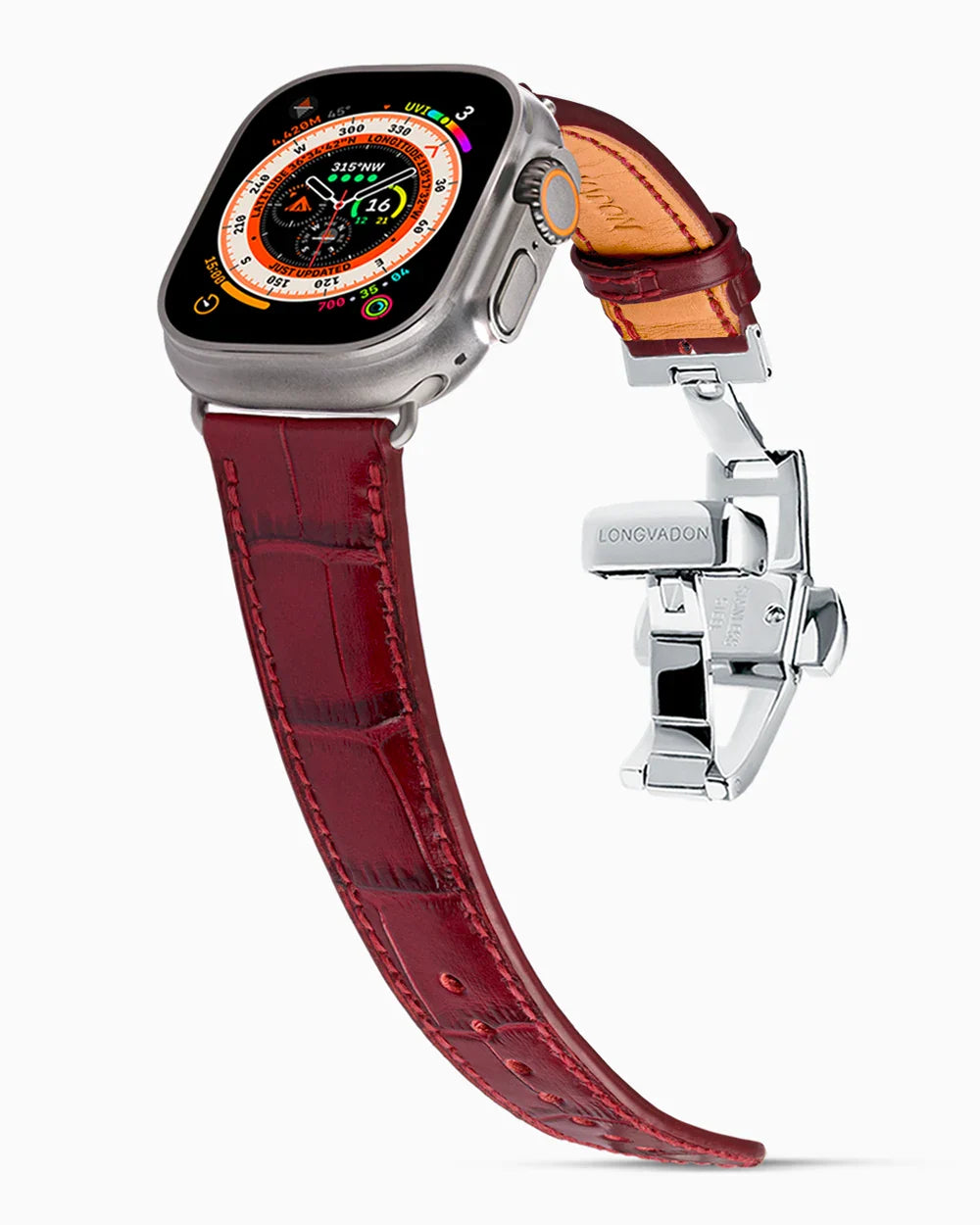 Caiman Calf designer Apple Watch leather band on a Apple Watch