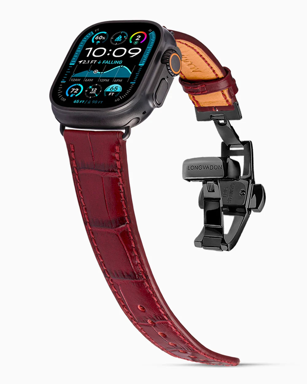 Caiman Calf designer Apple Watch leather band on a Apple Watch