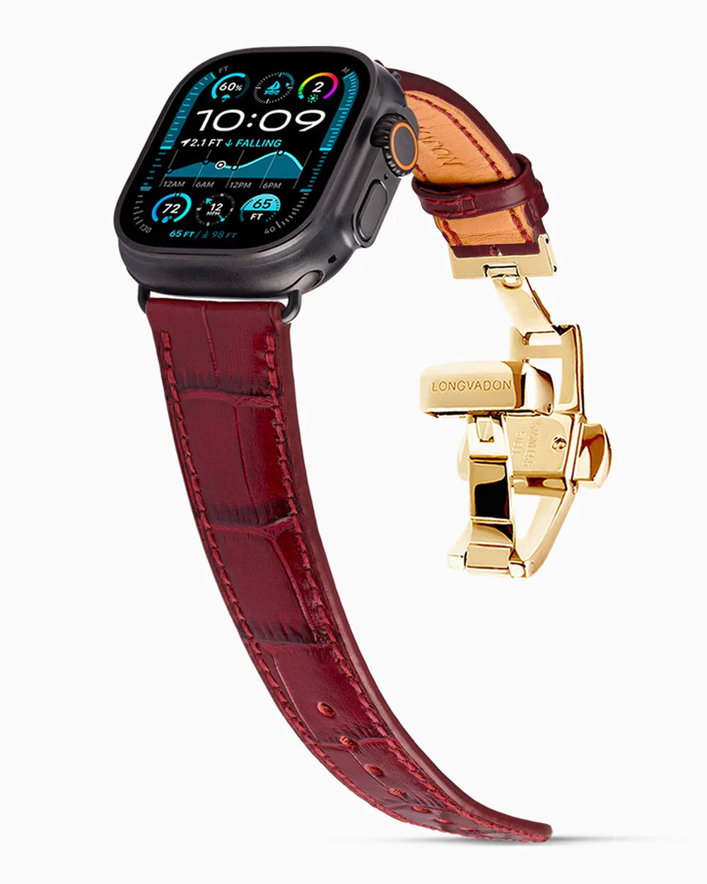 Caiman Calf designer Apple Watch leather band on a Apple Watch