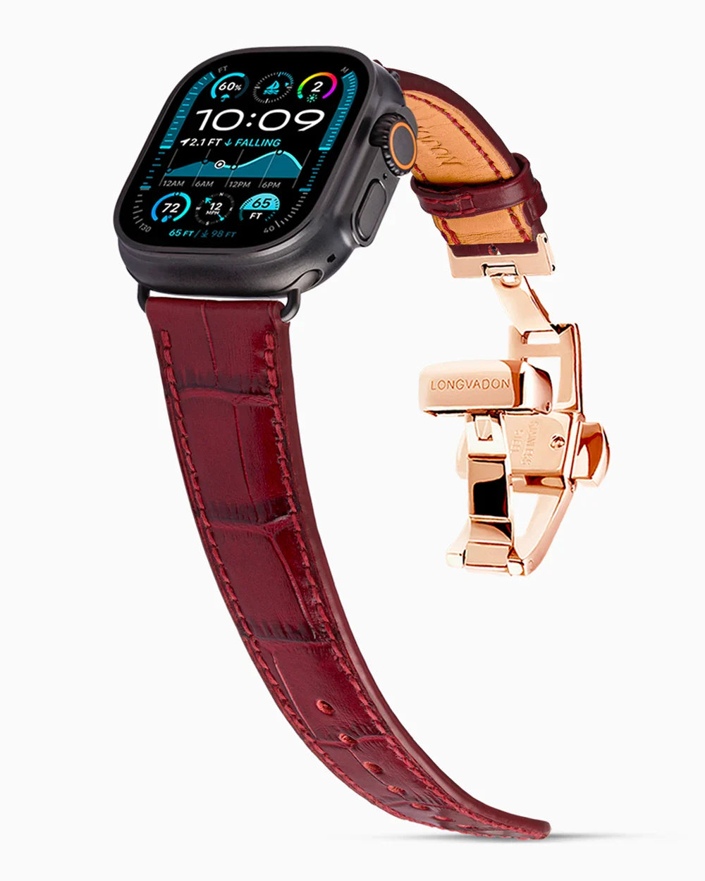 Caiman Calf designer Apple Watch leather band on a Apple Watch