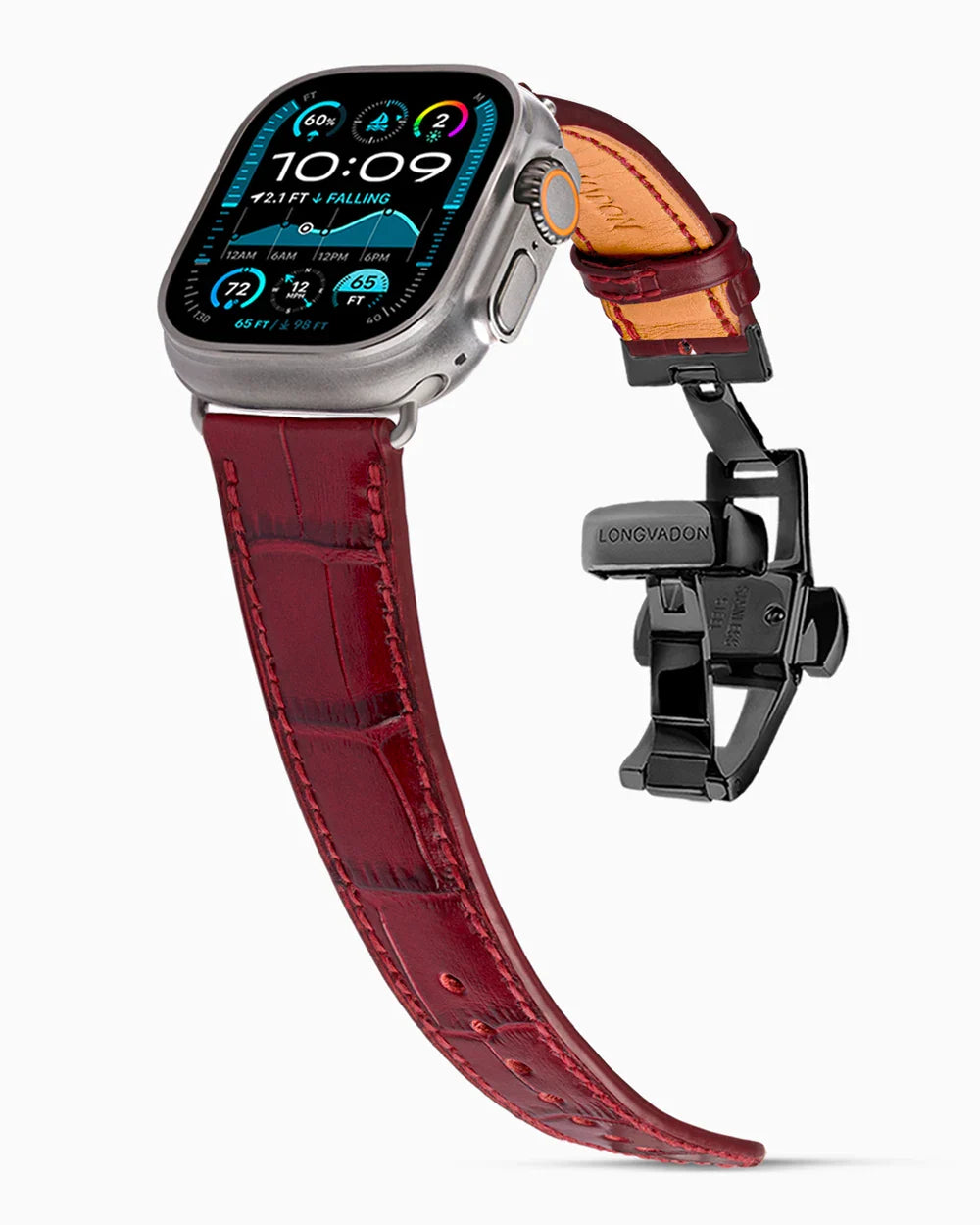 Caiman Calf designer Apple Watch leather band on a Apple Watch