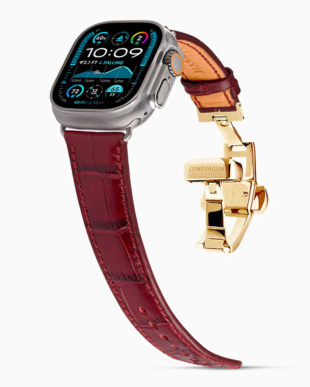 Caiman Calf designer Apple Watch leather band on a Apple Watch