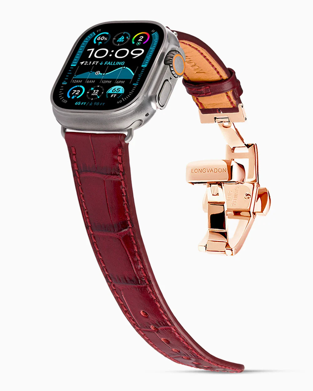 Caiman Calf designer Apple Watch leather band on a Apple Watch