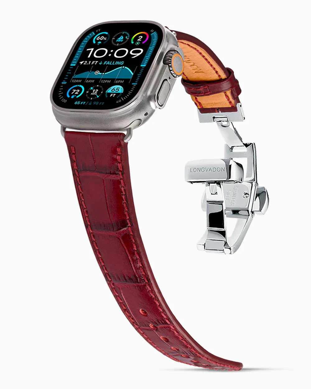 Caiman Calf designer Apple Watch leather band on a Apple Watch