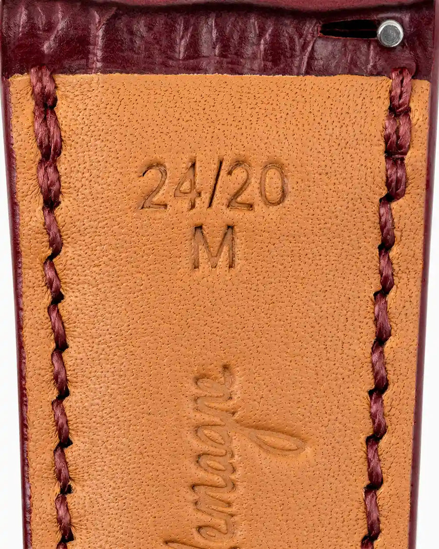 Caiman Calf designer Apple Watch leather band closeup