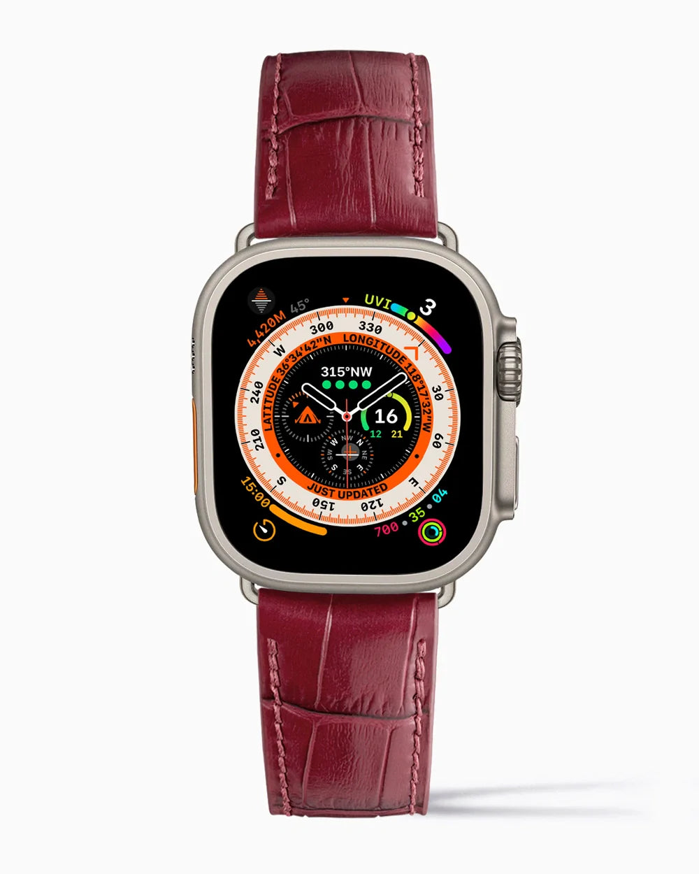 Caiman Calf designer Apple Watch leather band on a Apple Watch Ultra