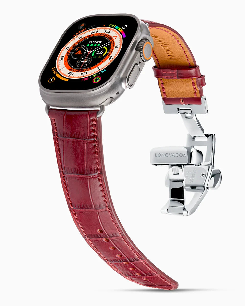 Caiman Calf designer Apple Watch leather band on a Apple Watch