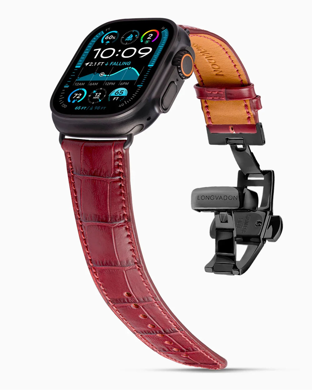Caiman Calf designer Apple Watch leather band on a Apple Watch