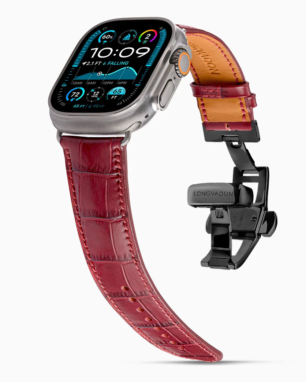 Caiman Calf designer Apple Watch leather band on a Apple Watch
