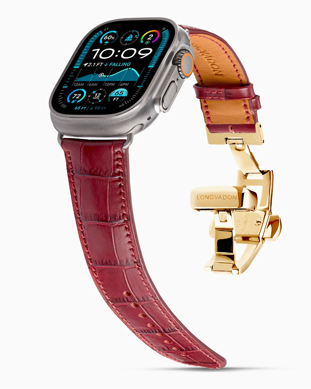 Caiman Calf designer Apple Watch leather band on a Apple Watch